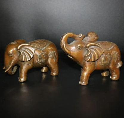 China archaize brass elephant crafts statue A pair