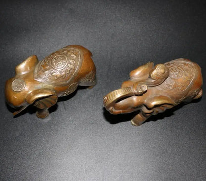 China archaize brass elephant crafts statue A pair