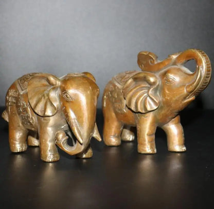 China archaize brass elephant crafts statue A pair