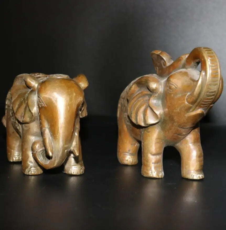 China archaize brass elephant crafts statue A pair