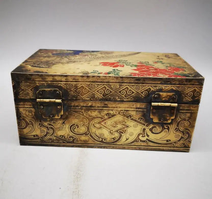 China archaize brass jewelry box crafts statue