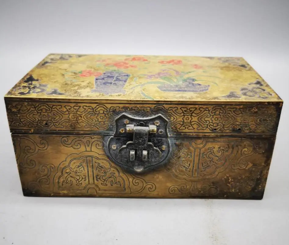China archaize brass jewelry box crafts statue