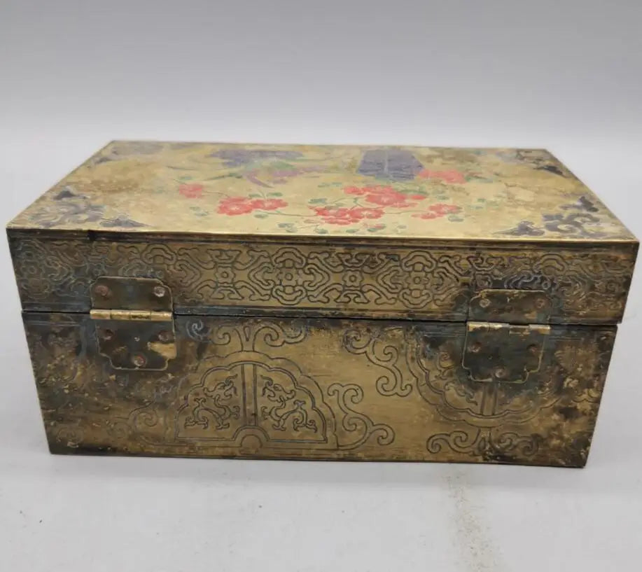 China archaize brass jewelry box crafts statue