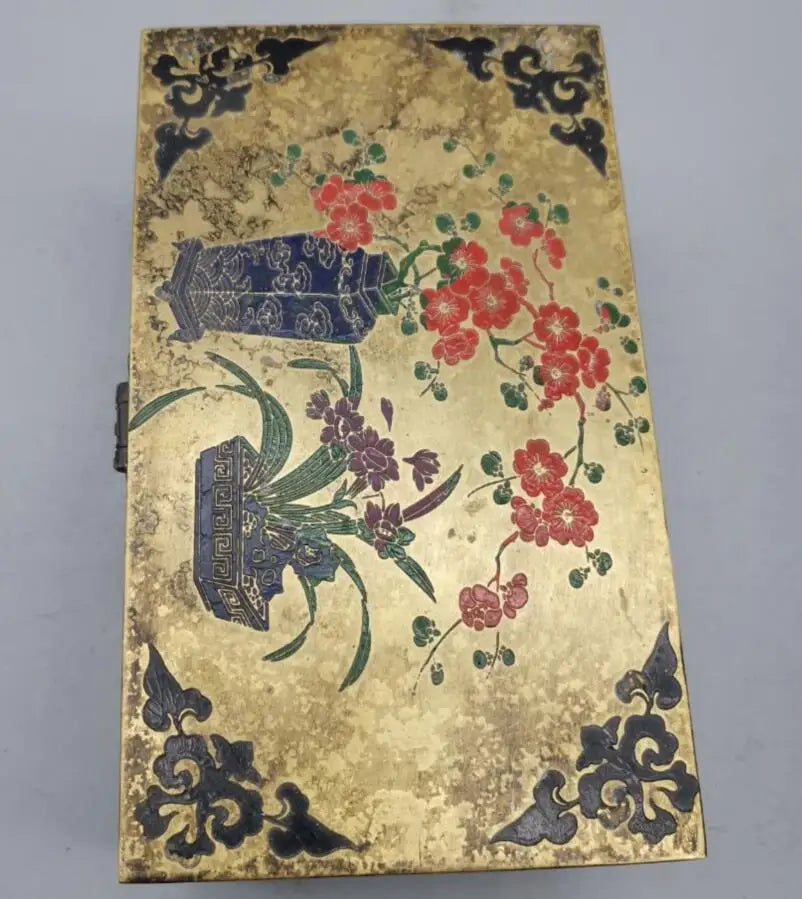 China archaize brass jewelry box crafts statue