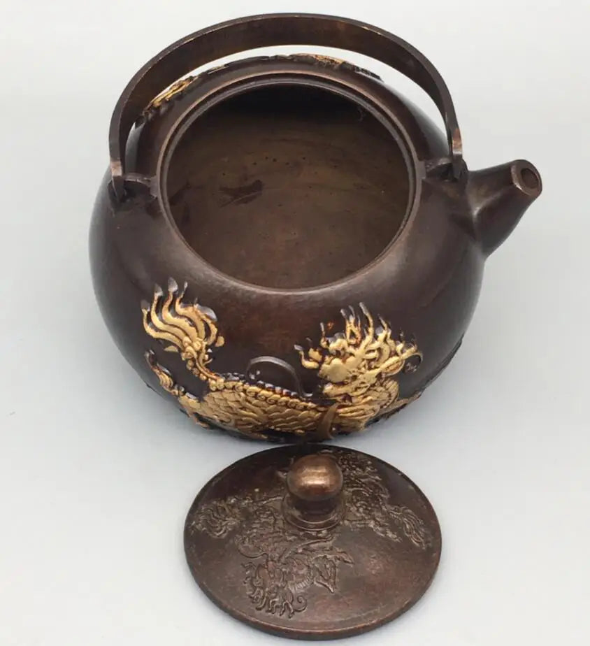 China archaize brass kirin teapot crafts statue