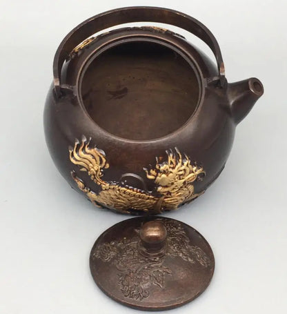 China archaize brass kirin teapot crafts statue