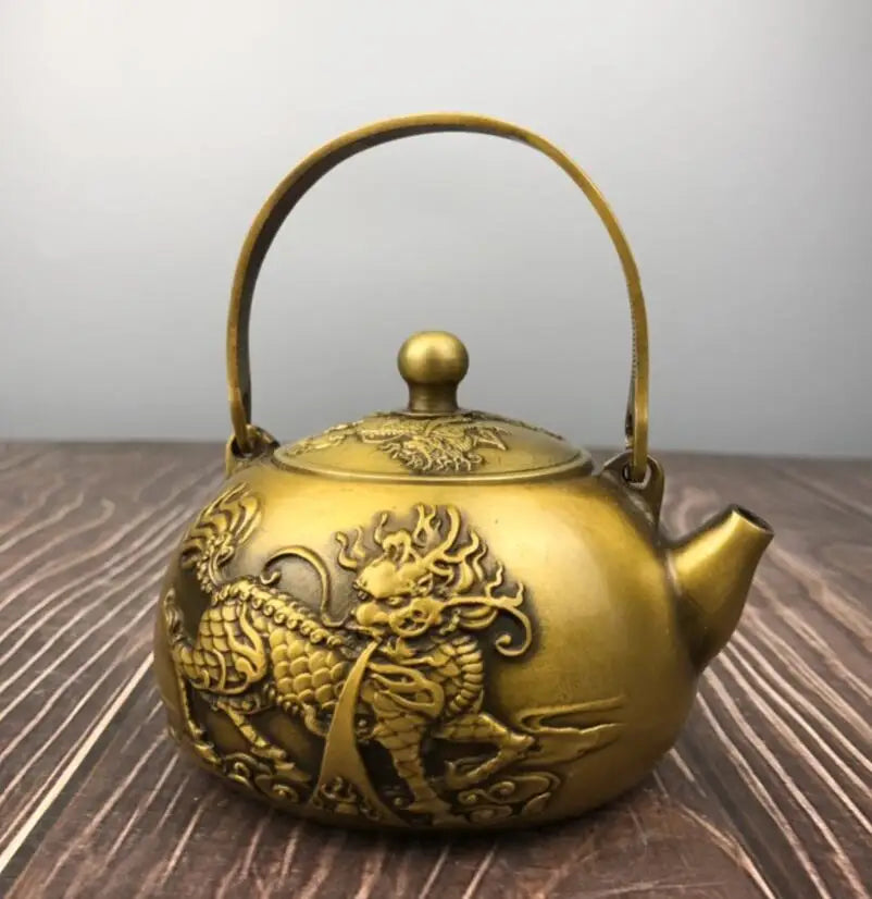 China archaize brass kirin teapot crafts statue
