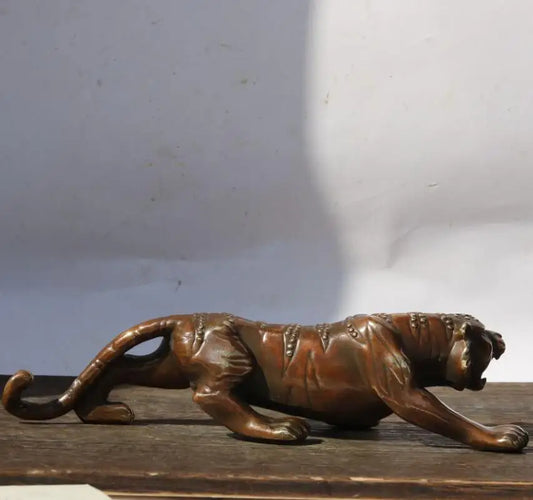 China archaize brass leopard crafts statue