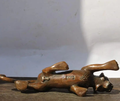 China archaize brass leopard crafts statue
