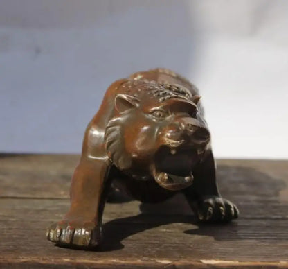 China archaize brass leopard crafts statue