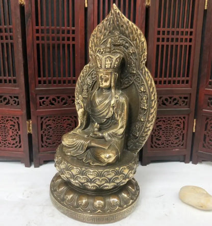 China archaize brass lotus Buddha crafts statue