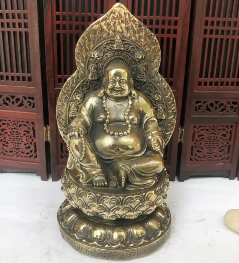 China archaize brass lotus Buddha crafts statue