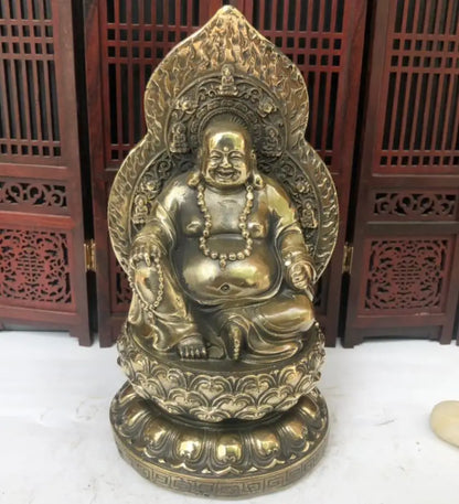 China archaize brass lotus Buddha crafts statue