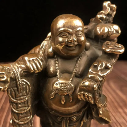 China archaize brass maitreya Buddha Send blessings crafts statue