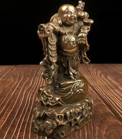China archaize brass maitreya Buddha Send blessings crafts statue