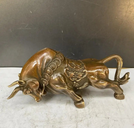China archaize brass money cow crafts statue