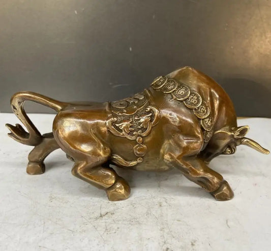 China archaize brass money cow crafts statue