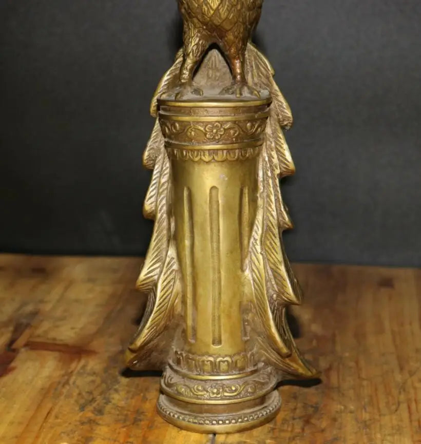 China archaize brass peacock Candle holders crafts statue