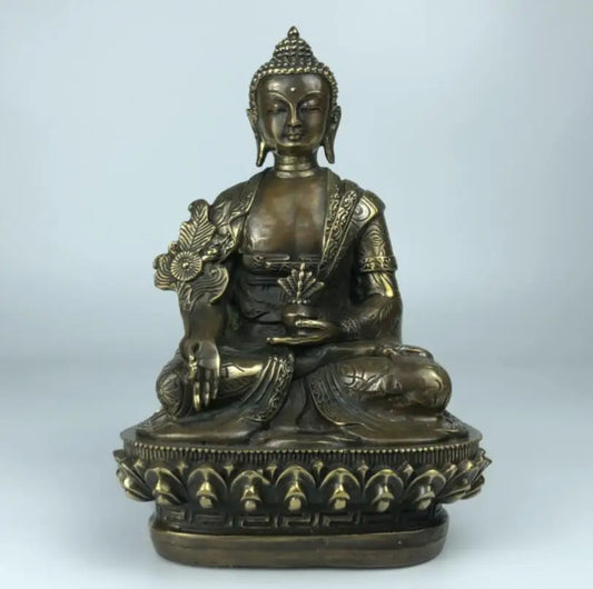 China archaize brass pharmacist Buddha crafts statue