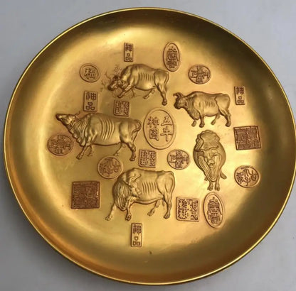 China archaize brass plate crafts statue