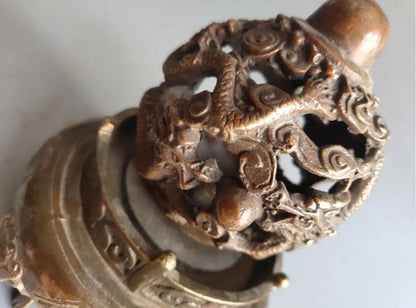China archaize brass rotating dragon Incense burner crafts statue
