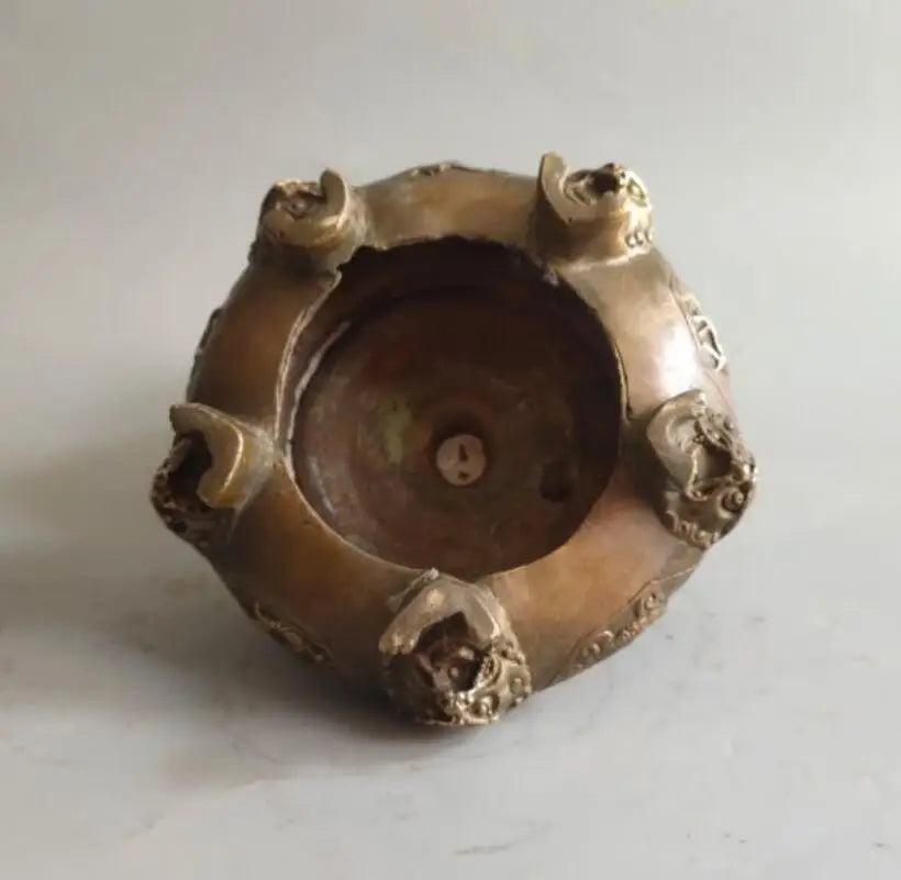 China archaize brass rotating dragon Incense burner crafts statue