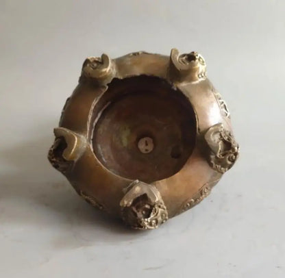 China archaize brass rotating dragon Incense burner crafts statue