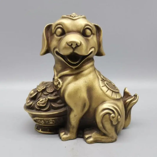 China archaize brass ruyi Ingots dog crafts statue