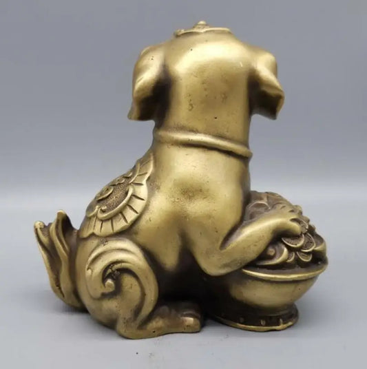 China archaize brass ruyi Ingots dog crafts statue