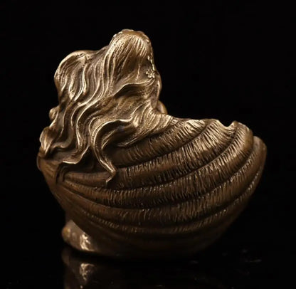 China archaize brass shell Mermaid crafts statue