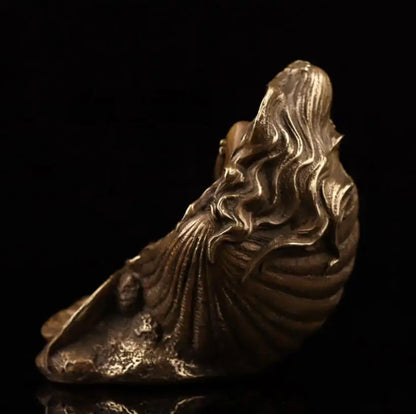 China archaize brass shell Mermaid crafts statue