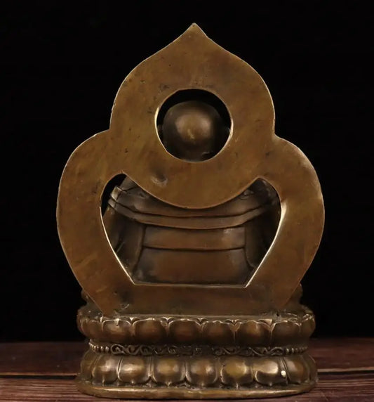 China archaize brass sit lotus maitreya Buddha crafts statue
