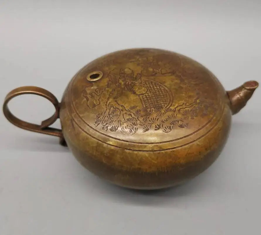 China archaize brass teapot small crafts statue