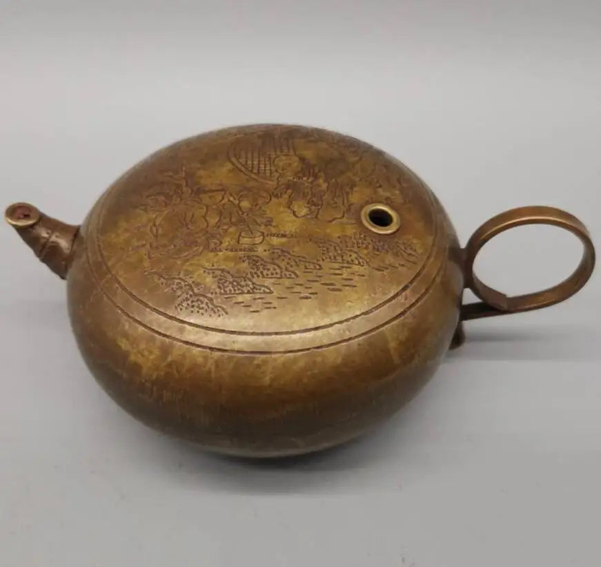 China archaize brass teapot small crafts statue