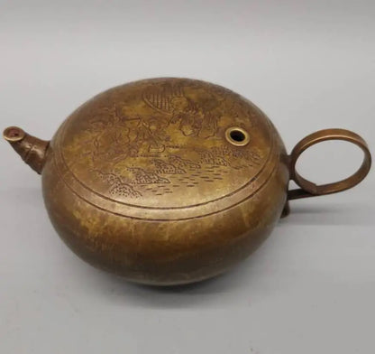 China archaize brass teapot small crafts statue