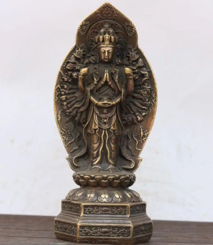 China archaize brass thousand hand Guanyin crafts statue