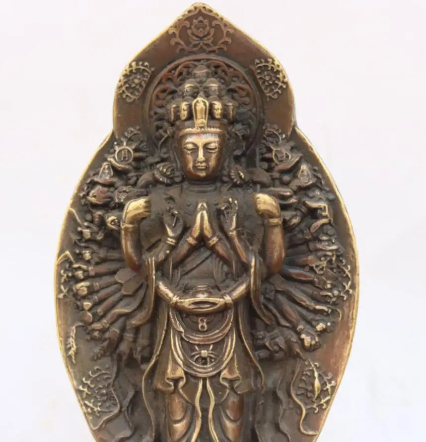 China archaize brass thousand hand Guanyin crafts statue