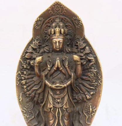 China archaize brass thousand hand Guanyin crafts statue