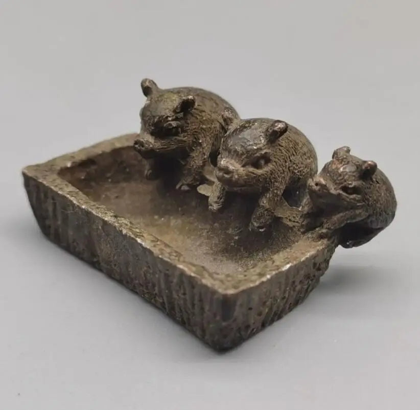 China archaize brass three little pigs small crafts statue