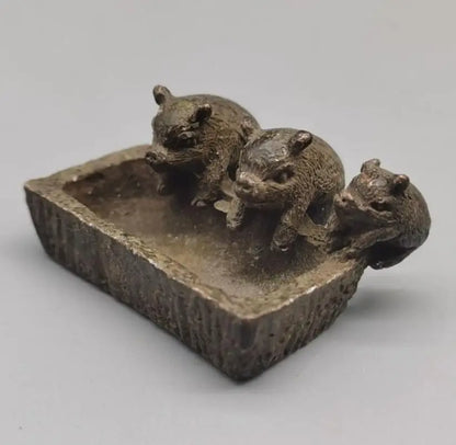 China archaize brass three little pigs small crafts statue