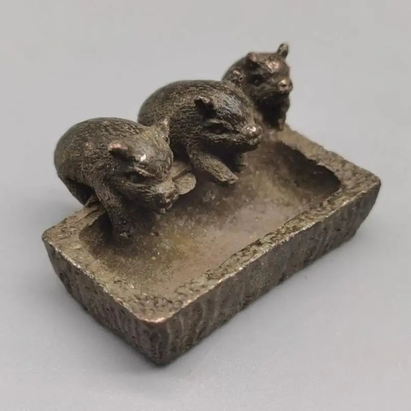 China archaize brass three little pigs small crafts statue