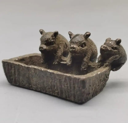 China archaize brass three little pigs small crafts statue
