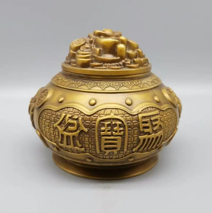 China archaize brass treasure bowl crafts statue