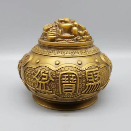 China archaize brass treasure bowl crafts statue