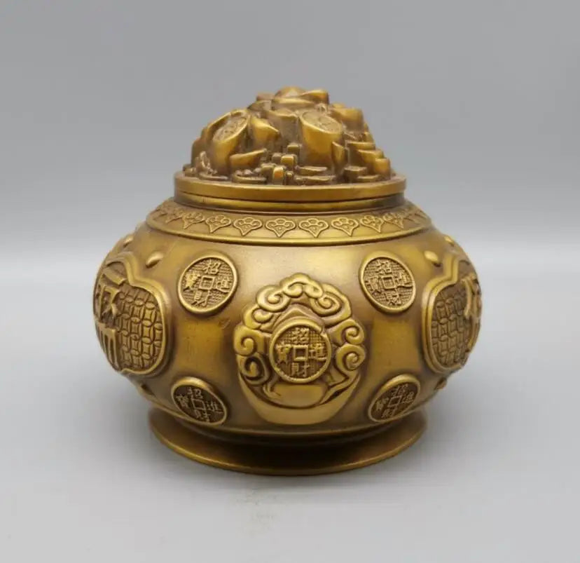 China archaize brass treasure bowl crafts statue