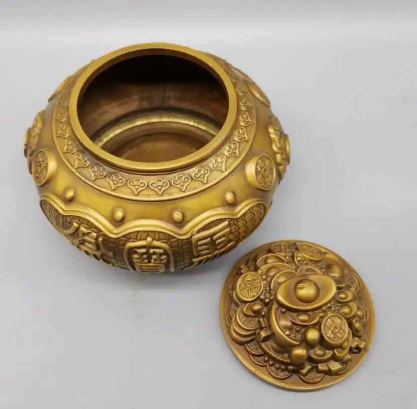 China archaize brass treasure bowl crafts statue