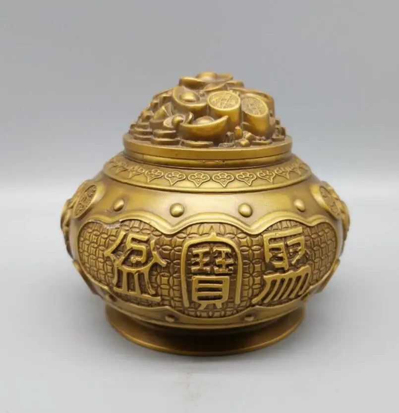 China archaize brass treasure bowl crafts statue