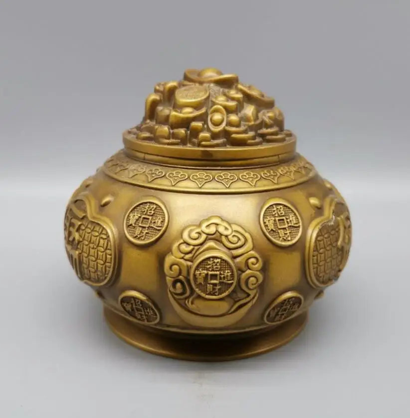 China archaize brass treasure bowl crafts statue