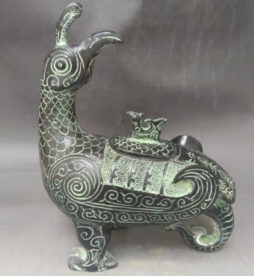 China archaize bronze bird teapot crafts statue