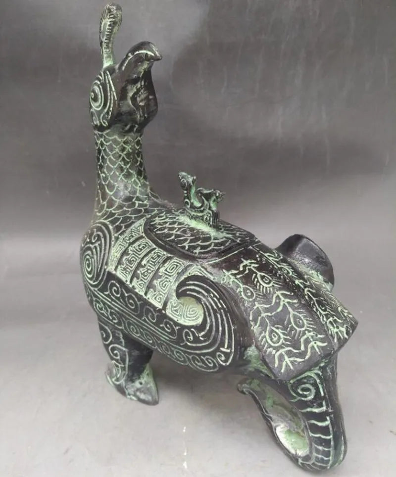 China archaize bronze bird teapot crafts statue